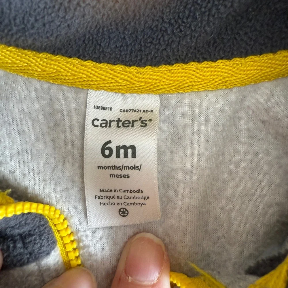 SALE Carters 6m Baby Boys Fleece Vest Winter Fair Isle and‎ Gray Yellow Zip Up